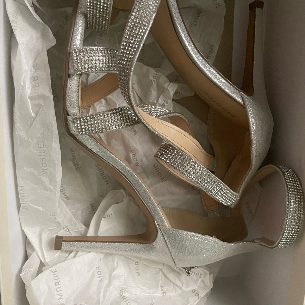 Maripe Silver Strappy Heels